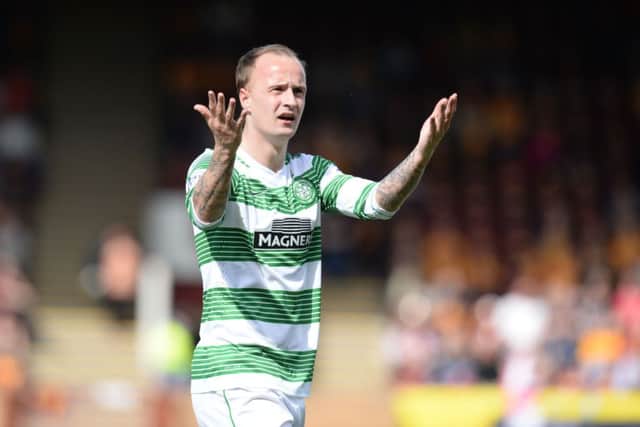 Leigh Griffiths celebrates putting Celtic in front. Picture: SNS
