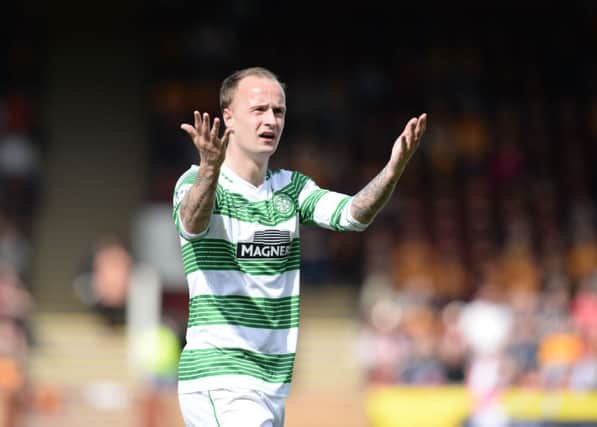 Leigh Griffiths celebrates putting Celtic in front. Picture: SNS
