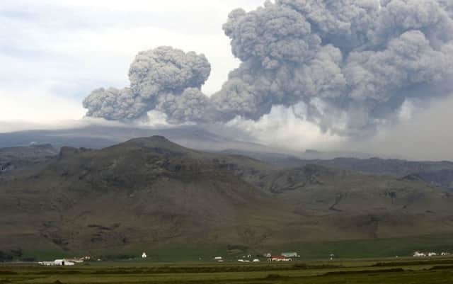 Ash billows from the Eyjafjoell volcano in Hvolsvoellur, Iceland, causing widespread disruption across Europe in 2010. Picture: Getty