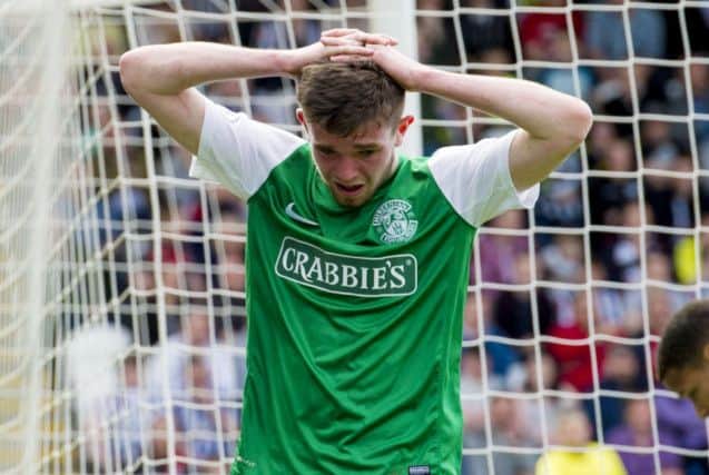 Hibernian's Sam Stanton hangs his head. Picture: SNS