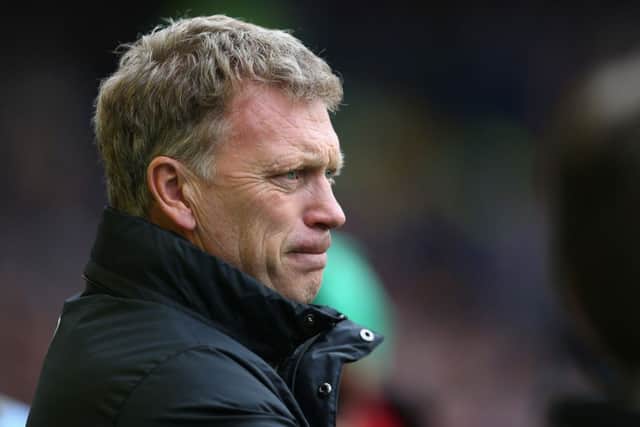 David Moyes watches Manchester United against Everton on Sunday, which was his last game in charge. Picture: Getty