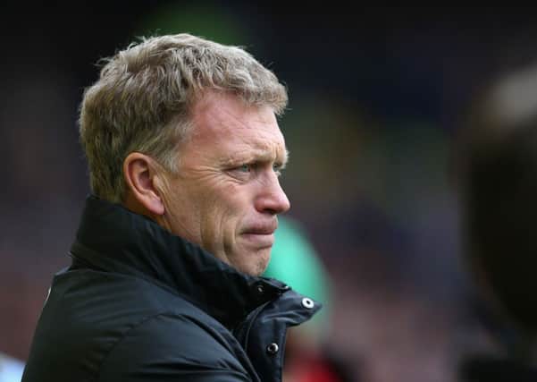 David Moyes watches Manchester United against Everton on Sunday, which was his last game in charge. Picture: Getty