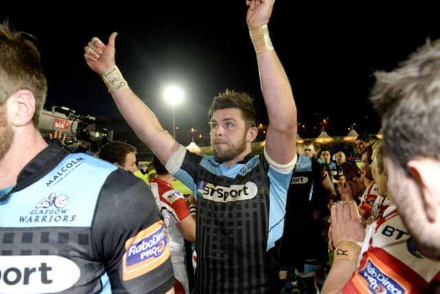 Ryan Wilson celebrates after Glasgow's victory over Ulster. Picture: SNS