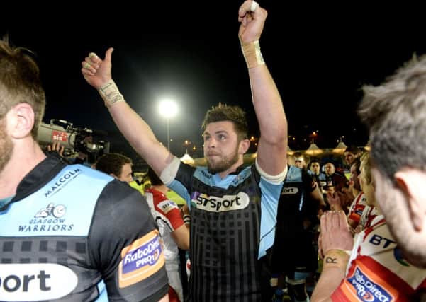 Ryan Wilson celebrates after Glasgow's victory over Ulster. Picture: SNS