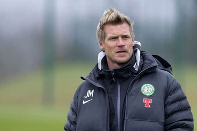 Johan Mjallby pictured at a Celtic training session. The Swede is set to quit the club during the summer. Picture: SNS