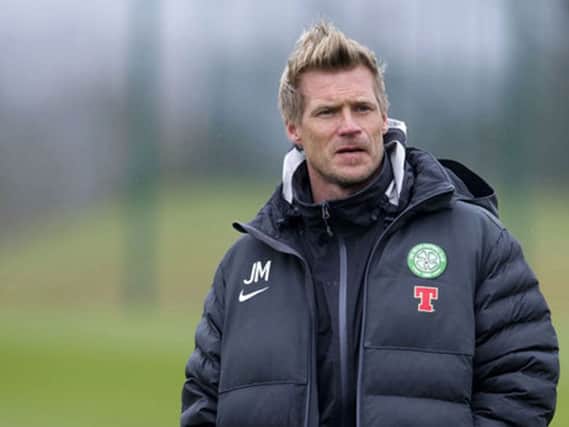 Johan Mjallby pictured at a Celtic training session. The Swede is set to quit the club during the summer. Picture: SNS