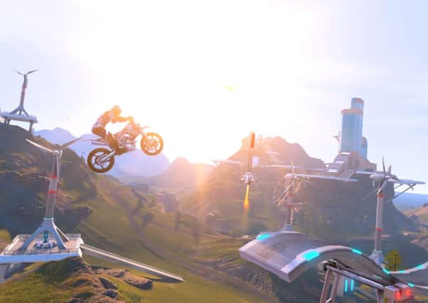 A bike takes to the skies in Trials Fusion. Picture: Contributed