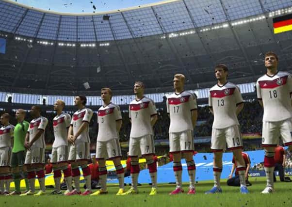 The German team line up for the anthems in 2014 Fifa World Cup, the official game of the tournament. Picture: Contributed