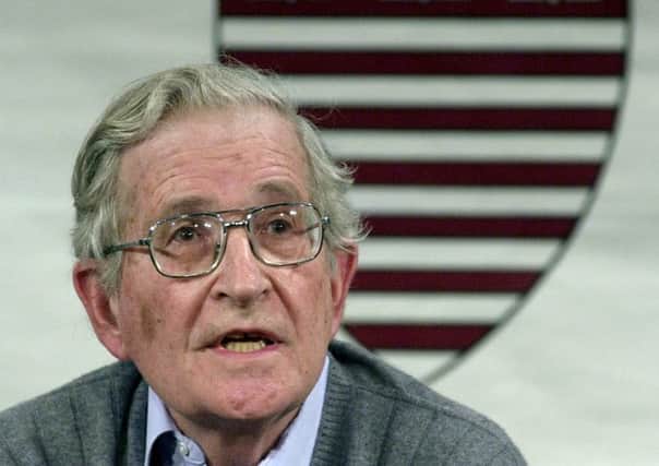 Professor Noam Chomsky, pictured in 2002, at a debate at Harvard University in Massachusetts. Picture: Getty