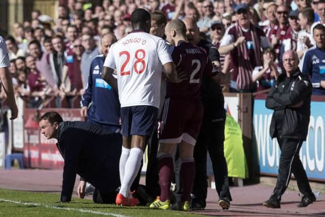 Then incident with Ross County manager Derek Adams that saw Hamill punished. Picture: SNS