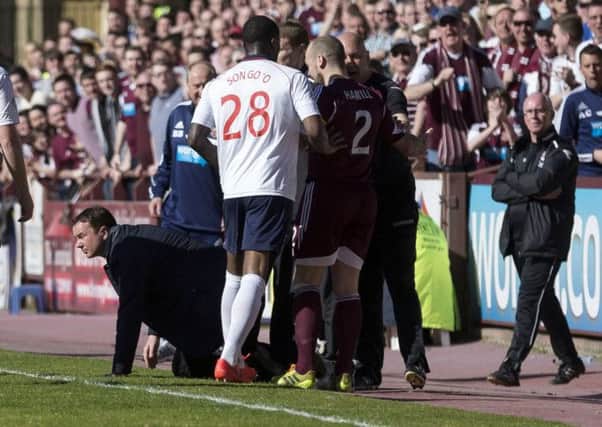 Then incident with Ross County manager Derek Adams that saw Hamill punished. Picture: SNS