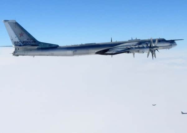 One of the Russian Tu-95 Bear 'H', as photographed from a RAF Typhoon scrambled from RAF Leuchars. Picture: PA