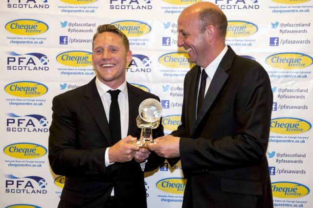 Gary McAllister presents Commons with his PFA trophy. Picture: SNS
