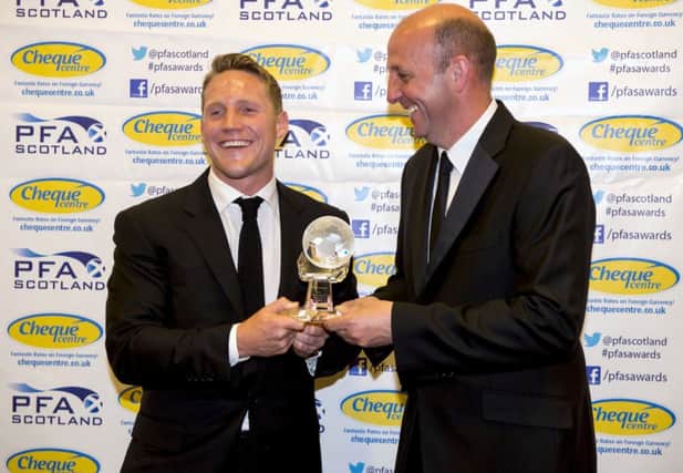 Gary McAllister presents Commons with his PFA trophy. Picture: SNS