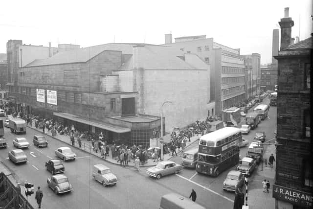 Morrison Street and Semple Street showing side and back of ABC cinema, where fans can be seen queueing. Picture: TSPL