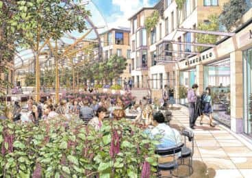 An artist's impression of a garden terrace in the proposed redevelopment of St James Centre