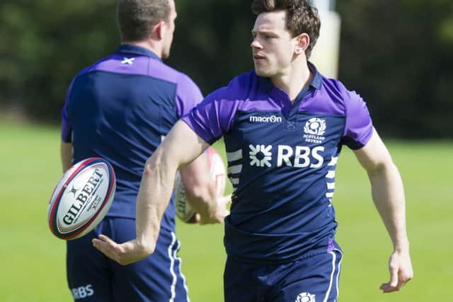 Nick de Luca trains yesterday for the Glasgow Sevens  which is a dress rehearsal for the Games. Picture: SNS/SRU