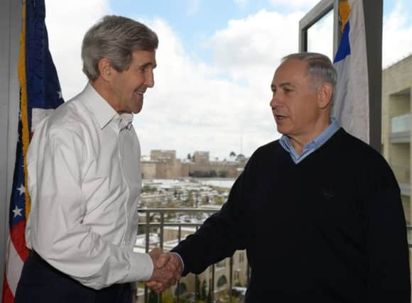 John Kerry, left, meeting with Israeli prime minister Benjamin Netanyahu. Picture: Getty