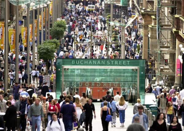 Shoppers in Glasgow's Buchanan Street. Scotland's population has reached a record high of almost 5.33 million. Picture: Robert Perry