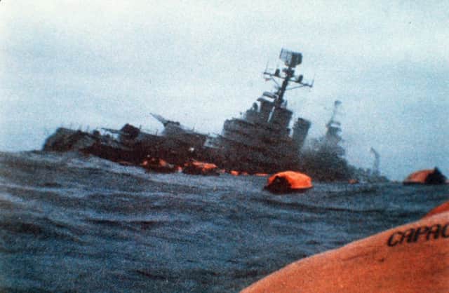 On this day in 1982 the Argentine cruiser the General Belgrano was sunk by the British Bavy off the Falklands. Picture: AP