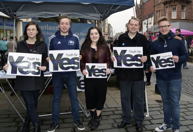 Members of the pro-independence Youth for Yes pictured in Falkirk. Picture: Complimentary