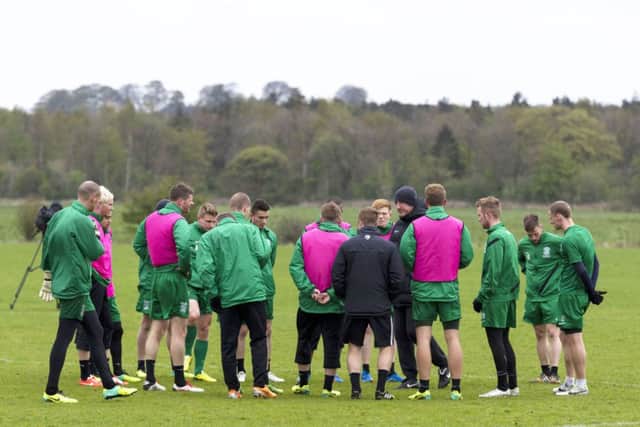 Terry Butcher marshals his troops during training at East Mains. Picture: SNS