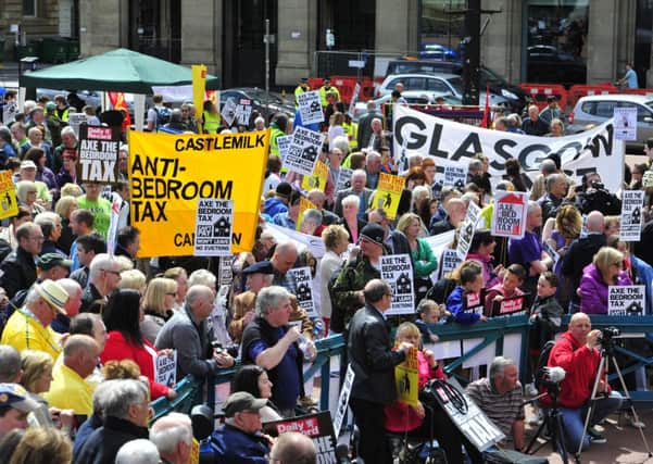 An anti-bedroom tax demonstration in Glasgow's George Square last year. Picture: Robert Perry