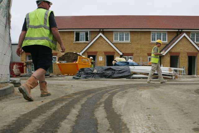 Construction workers on a new-build home site. The construction sector is beginning to show signs of slowing down. Picture: Getty