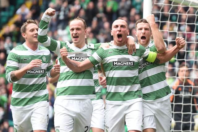 Scott Brown celebrates giving Celtic a 2 -1 lead. Picture: SNS