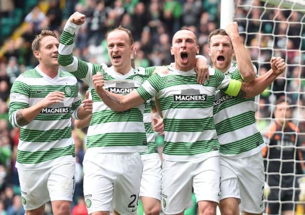 Scott Brown celebrates giving Celtic a 2 -1 lead. Picture: SNS