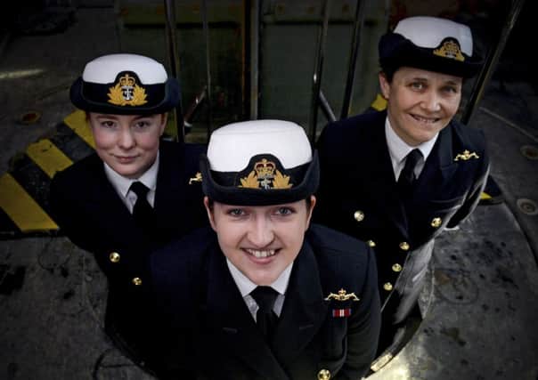 Lieutenants Maxine Stiles, Alexandra Olsson and Penny Thackray. Picture: PA