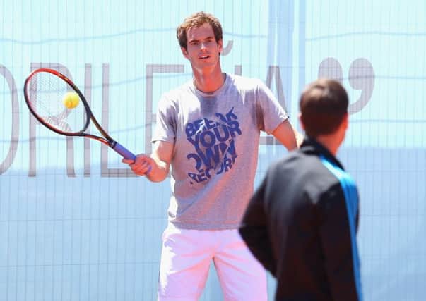 Andy Murray practises ahead of taking part in this weeks Mutua Madrid open. Picture: Getty