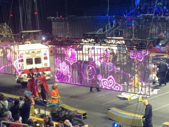 Emergency services attend to the circus performers who were injured in the accident. Picture: Reuters