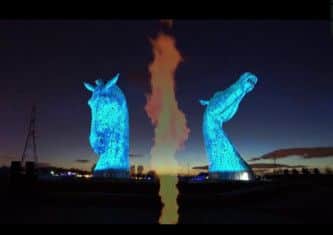A still from Walid Salhab's dramatic timelapse video of The Kelpies launch. Picture: Walid Salhab/Raw Films/Bill Annau