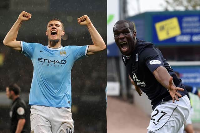 Edin Dzeko, left, and Christian Nade could battle it out at Dens in a pre-season friendly. Pictures: PA/SNS
