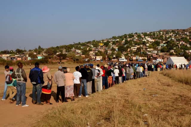 South Africans queue to vote at the Brazzaville settlement in Pretoria. Picture: Getty