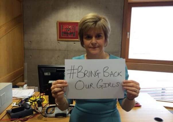 Deputy First Minister Nicola Sturgeon yesterday tweeted her support for the campaign to find the missing Nigerian schoolgirls