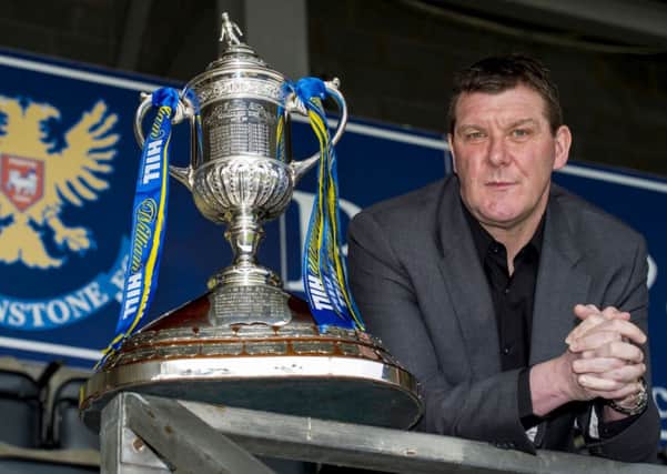 St Johnstone manager Tommy Wright with the Scottish cup. Picture: SNS