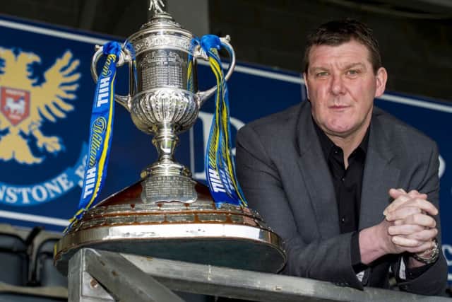 St Johnstone manager Tommy Wright with the Scottish cup. Picture: SNS