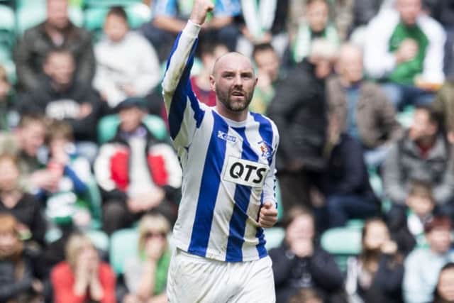 Kris Boyd celebrates his goal for Kilmarnock against Hibernian. Picture: SNS