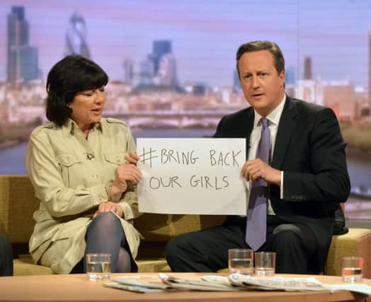 CNNs Christiane Amanpour and David Cameron on The Andrew Marr Show. Picture: PA
