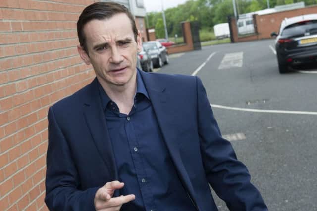 Danny Lennon arrives at St Mirren Park for talks with the board this morning. Picture: SNS