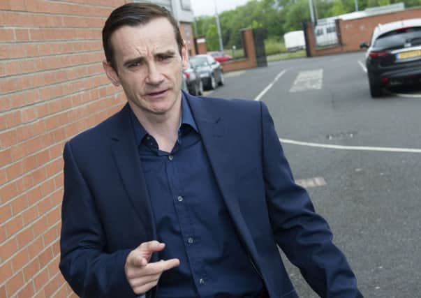Danny Lennon arrives at St Mirren Park for talks with the board this morning. Picture: SNS