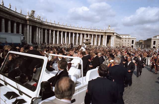 On this day in 1981, an attempt was made on the life of Pope John Paul II by a Turkish terrorist in St Peters Square, Rome. Picture: AFP