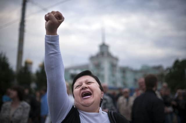 Supporters celebrate victory after referendums condemned by Kiev. Picture: Getty