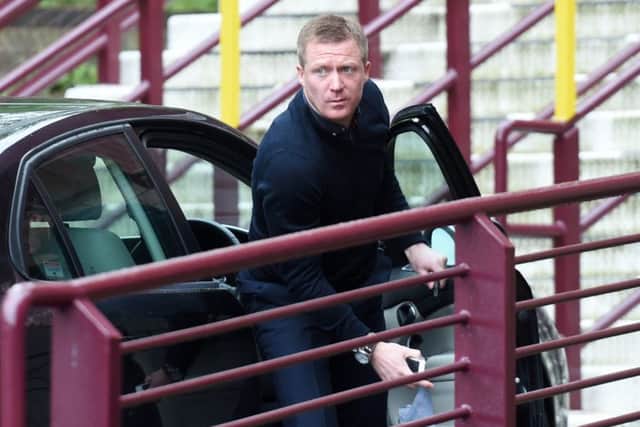 Gary Locke arrives at Tynecastle yesterday to meet with Ann Budge. Picture: SNS