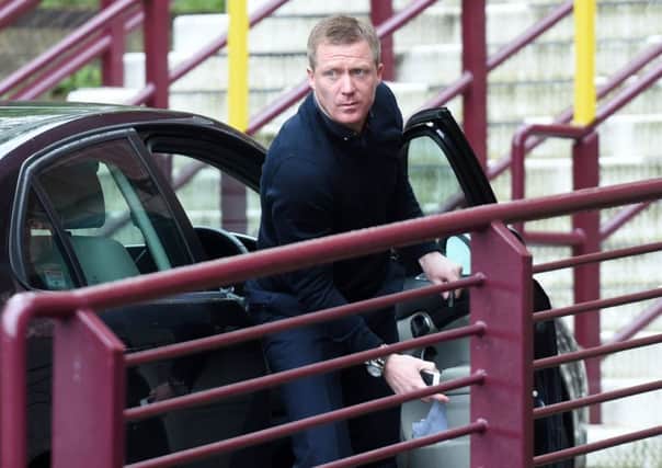 Gary Locke arrives at Tynecastle yesterday to meet with Ann Budge. Picture: SNS