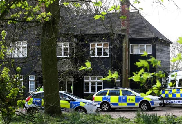 Police officers pictured at the home of Peaches Geldof. Thieves targeted the home following her death. Picture: PA
