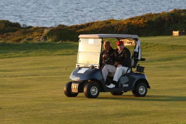 Donald Trump at Turnbury Golf course yesterday. Picture: John Linton