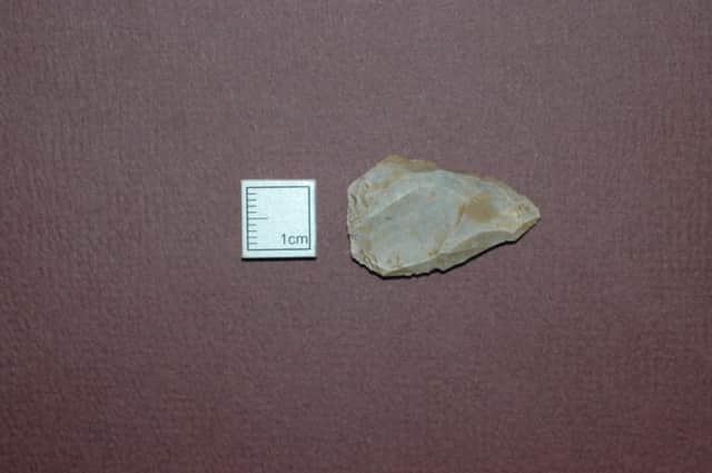 A neolithic arrowhead found during the construction of Dunragit bypass. Picture: Transport Scotland